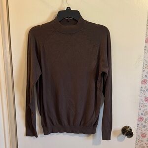 Men's Mock Neck Knit Brown Sweater